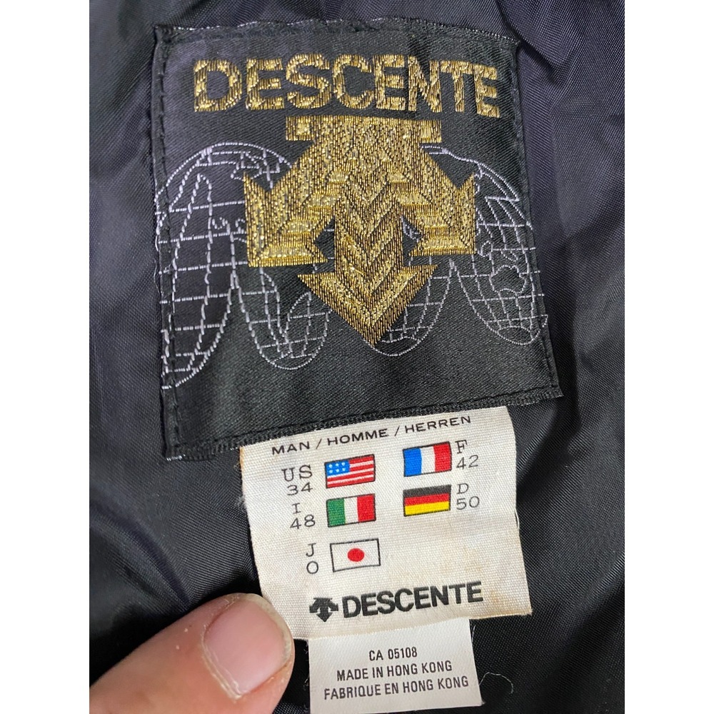 Vintage 80s Descente Ski Bib Men 34 Black Insulated Overalls Gold Alpine Retro - Picture 3 of 16